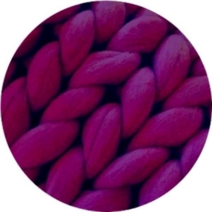 картинка вязка пледа крупной вязкой из шерсти мериноса, цвет: слива
