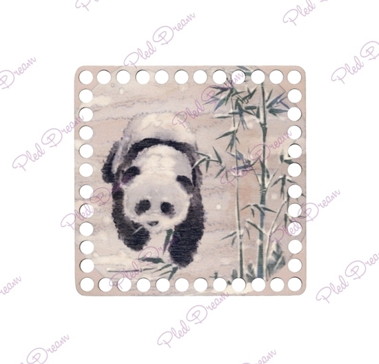 картинка дно для вязаной корзины квадрат с печатным рисунком панда