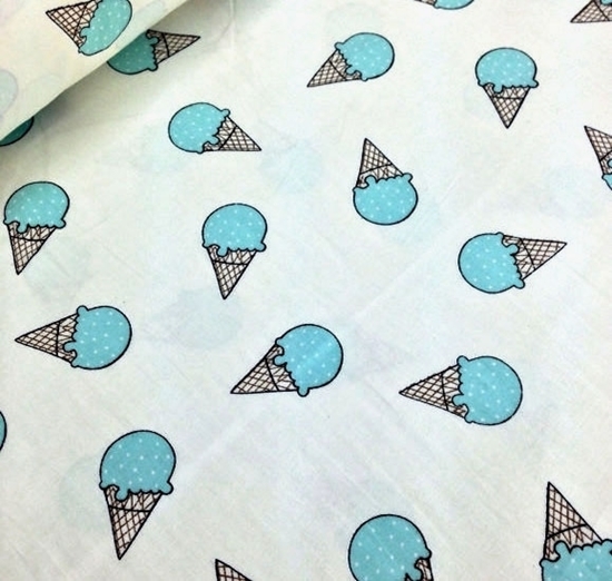 картинка натуральные ткани из хлопка для детей, с печатным рисунком мороженое