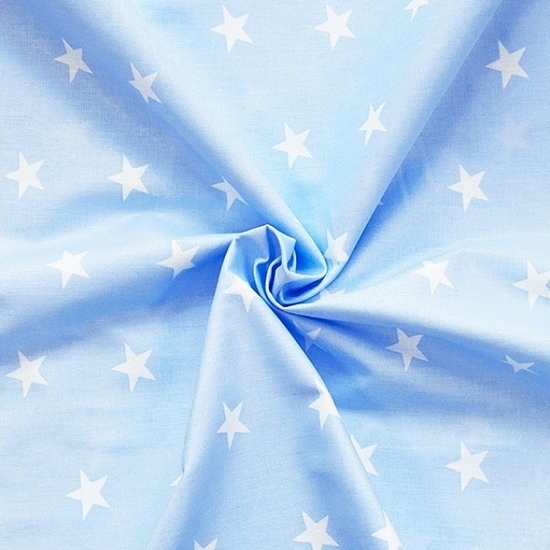 картинка детские ткани из  хлопка, принт: звезды на голубом фоне