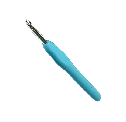 картинка крючок с силиконовой  ручкой №5 для вязания, удобный крючок для вязания