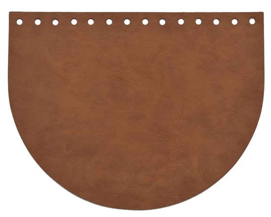 картинка  коричневая крышка клапан для вязаной сумки, купить кожаную фурнитуру для сумки из трикотажной пряжи