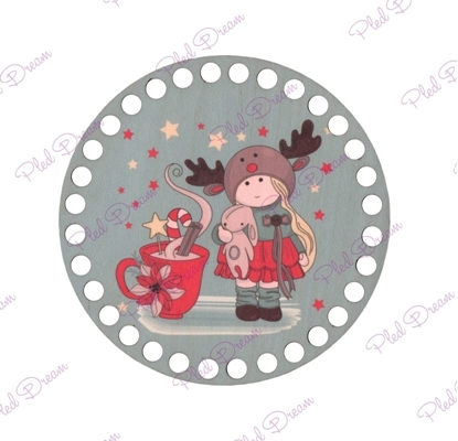 картинка новогодний рисунок донышко крышка для вязания корзины из трикотажной пряжи в наличии 15см круглое