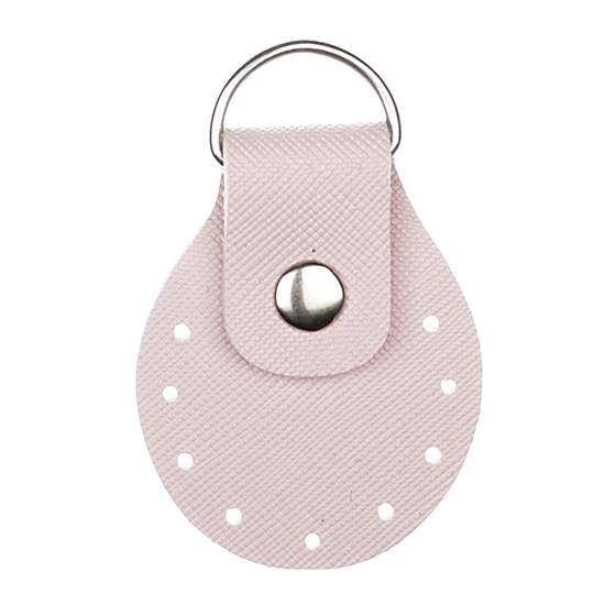 картинка  кожаная фурнитура для вязаных сумок,  пришивные полукольца  Marmelatta , цвет: нежно-розовый , экокожа