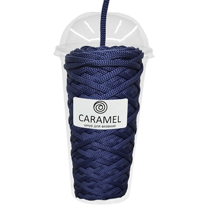 картинка шнур Caramel полиэфирный для вязания крючком сумок, рюказаков и корзин. В наличии цвет Сапфир купить недорого