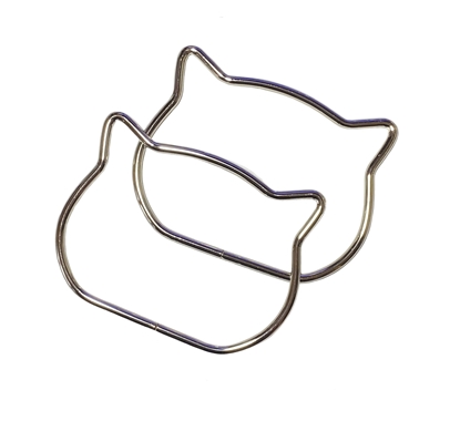 картинка ручка металлическая кот , цвет:  никель для вязаной летней сумки и плетенной авоськи