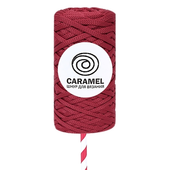картинка шнур полиэфирный Caramel (Карамель) цвет: гранат в наличии для вязания