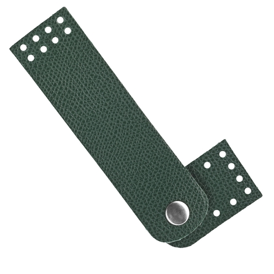 картинка фурнитура из экокожи кнопка-застежка пришивная для вязаной сумки цвет: авкокадо, темно-зеленый