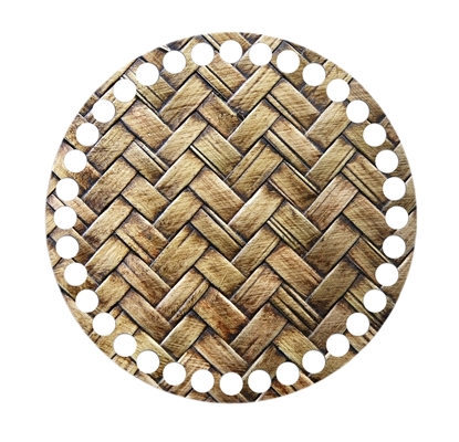 картинка дно, крышка из фанеры с глянцевый принтом для вязания корзин из трикотажной пряжи, принт: вязанка