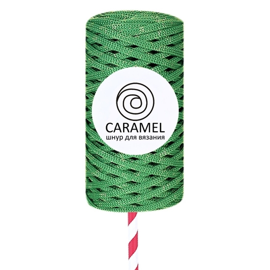 картинка полиэфирный шнур Карамель (Caramel) с люрексом, новогодняя серия цвет: diamond кедр