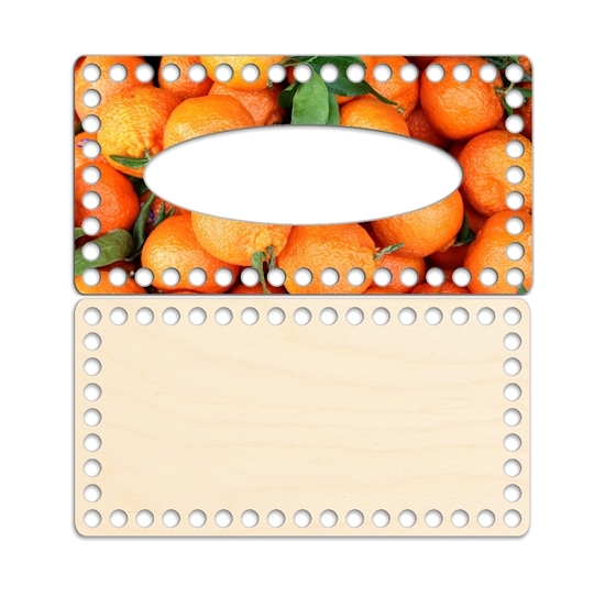 картинка комплект салфетница с принтом мандарины с глянцевым защитным покрытием для вязания из трикотажной пряжи и шнура