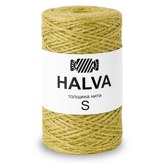 картинка джутовое волокно для вязания, рукоделия, цветной джут Halva, цвет: горчица
