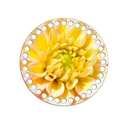 картинка донышко-крышка круг 15см с ярким принтом цветы глянцевое защитное покрытие для вязания сумки и корзинки