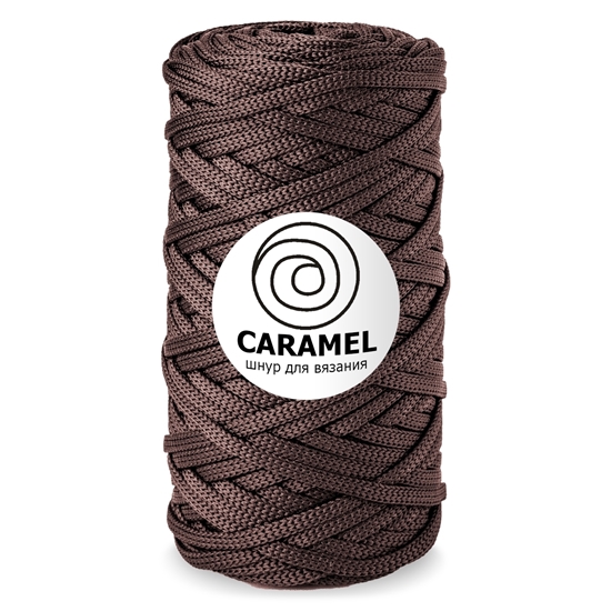 картинка шнур полиэфирный плоский 5мм, шнур Карамель (CARAMEL) цвет: горький шоколад