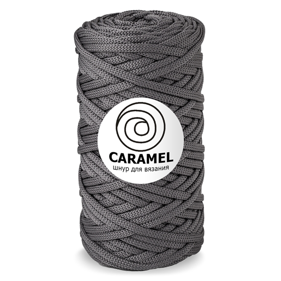 картинка шнур 5 мм полиэфирный шнур без сердечника, шнур Caramel (Карамель)  цвет: копенгаген,  серый, темно-серный