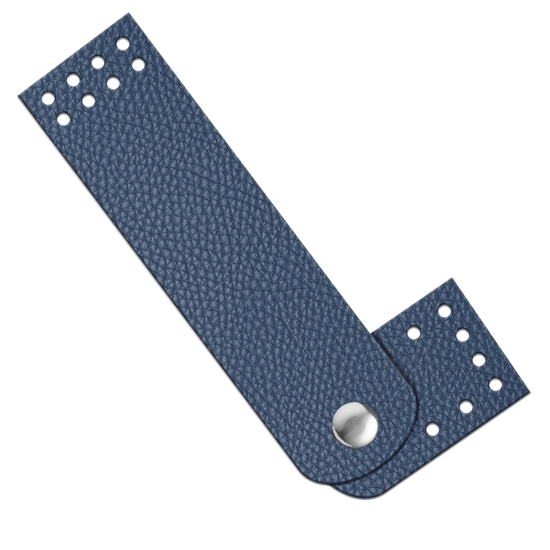 картинка застежка с кнопкой пришивная из экокожи для вязаной сумки , цвет: лондон, серо-синий