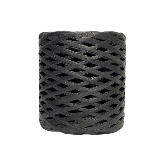 картинка рафия для вязания крючком шляп, панам, сумок, авосек, цвет : черный, black, в мотках 200м