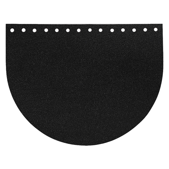 картинка крышка-клапан овал из натуральной кожи для вязания сумок из трикотажной пряжи и шнура, цвет: royal black, размер: 15х20см