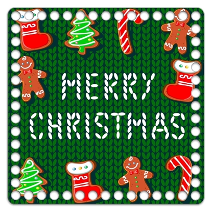 картинка новогодние подарки, основа-крышка для вязаной корзины, квадрат 20см, принт новогодний merry christmas