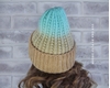картинка вязаная шапка ручной работы из перуанской шерсти для девушек, шапка спорт-шик, шапка с градиентом вязаная