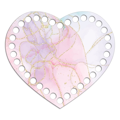 картинка донышко сердечко 15см с принтом "Лунный камень", заготовка для вязания крючком декоративной корзинки