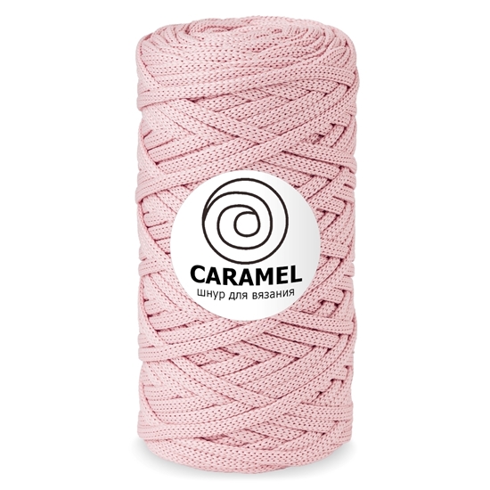 картинка заказать с доставкой шнур полиэфирный Карамель (Caramel) для вязания корзин цвет зефир, светло-розовый, корзина-ракушка из шнура
