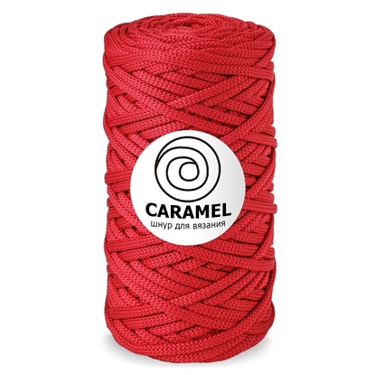 картинка полиэфирный шнур Caramel (Карамель) для вязания крючком цвет красный, цвет red, красный  шнур для макраме 5мм купить