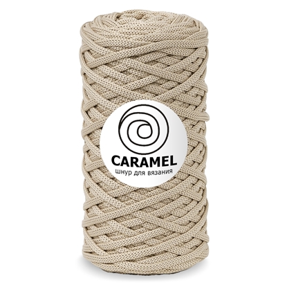 картинка полиэфирный шнур для вязания сумок и корзин, шнур Caramel (Карамель) 5 мм, цвет:  Пенка , светло-кремовый