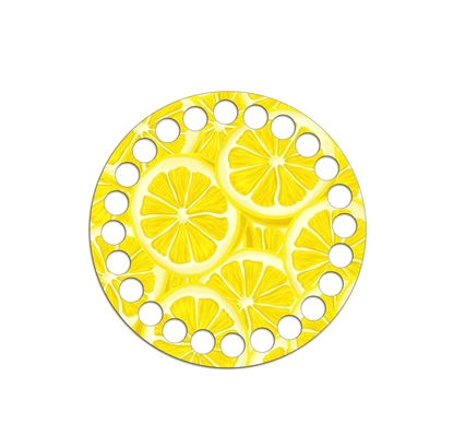 картинка донышко-крышка с принтом , круглая основа для вязаной корзины, 10см, принт: лимоны