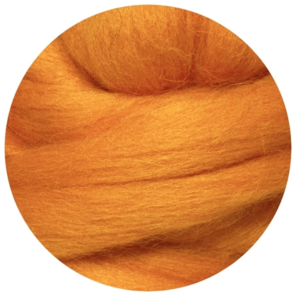 картинка 100% шерсть мериноса полутонкая для валяния , фелтинга, цвет: ярко-оранжевый, 50 и 100гр